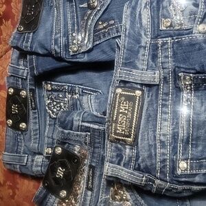 Miss Me Blue Jeans with Silver Embellishments